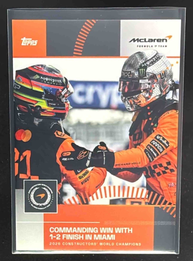 2025 Topps Mclaren Racing Lando Norris and Oscar Piastri 1-2 Finish in Miami