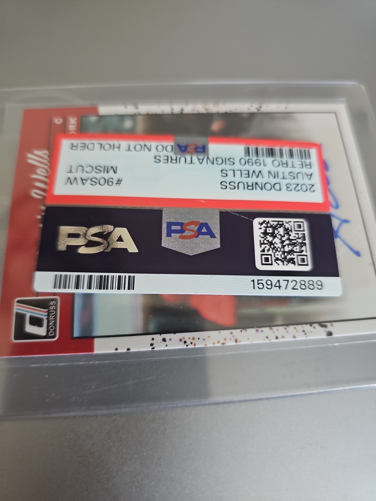 2023 Donruss Retro 1990 Signatures Austin Wells RARA 1-of-1 Error MISCUT