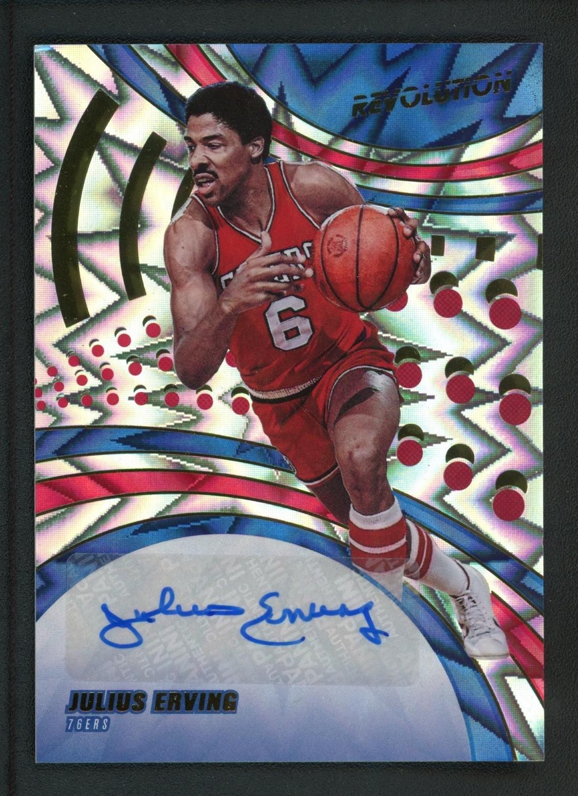 2020-21 JULIUS ERVING 20/50 AUTO PANINI REVOLUTION FRACTAL AUTOGRAPHS (read)