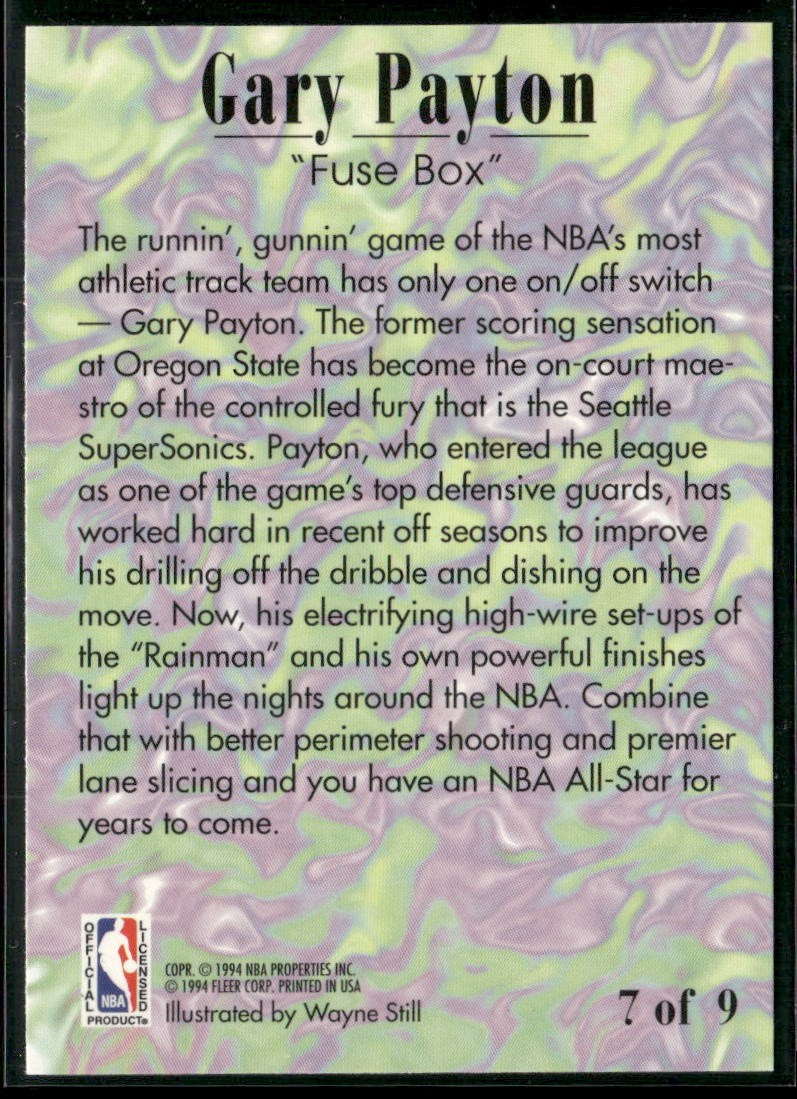 Gary Payton 1994-95 Fleer Pro-Visions #7 Insert