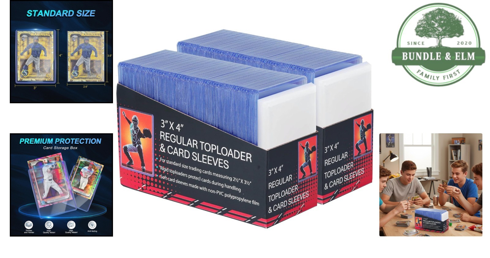 400 Card Sleeves Set Top Loaders Soft and Hard Protectors for Sports Gaming