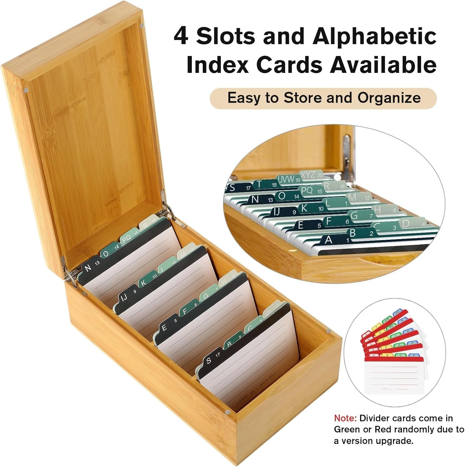 Bamboo Index Card Holder with A-Z Tabs