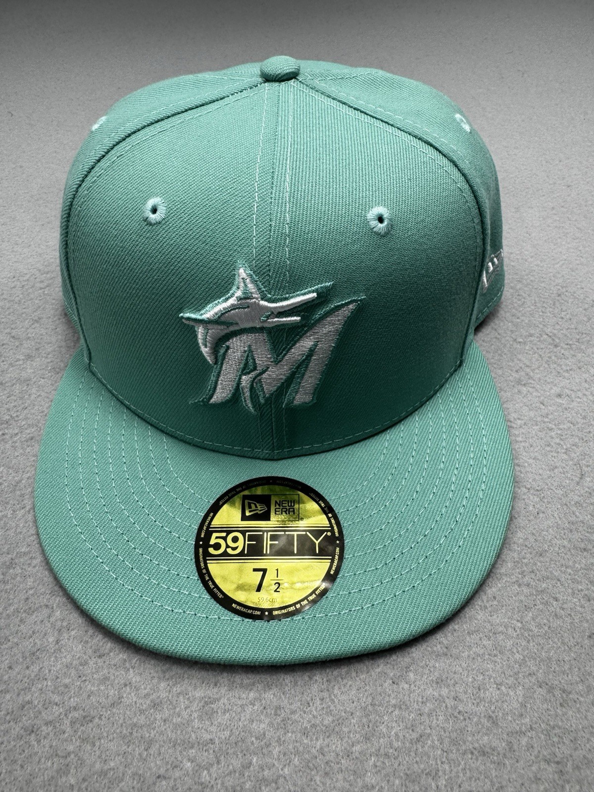 New Era 59FIFTY Miami Marlins Mint Green Fitted Hat 7 1/2 MLB Cap New