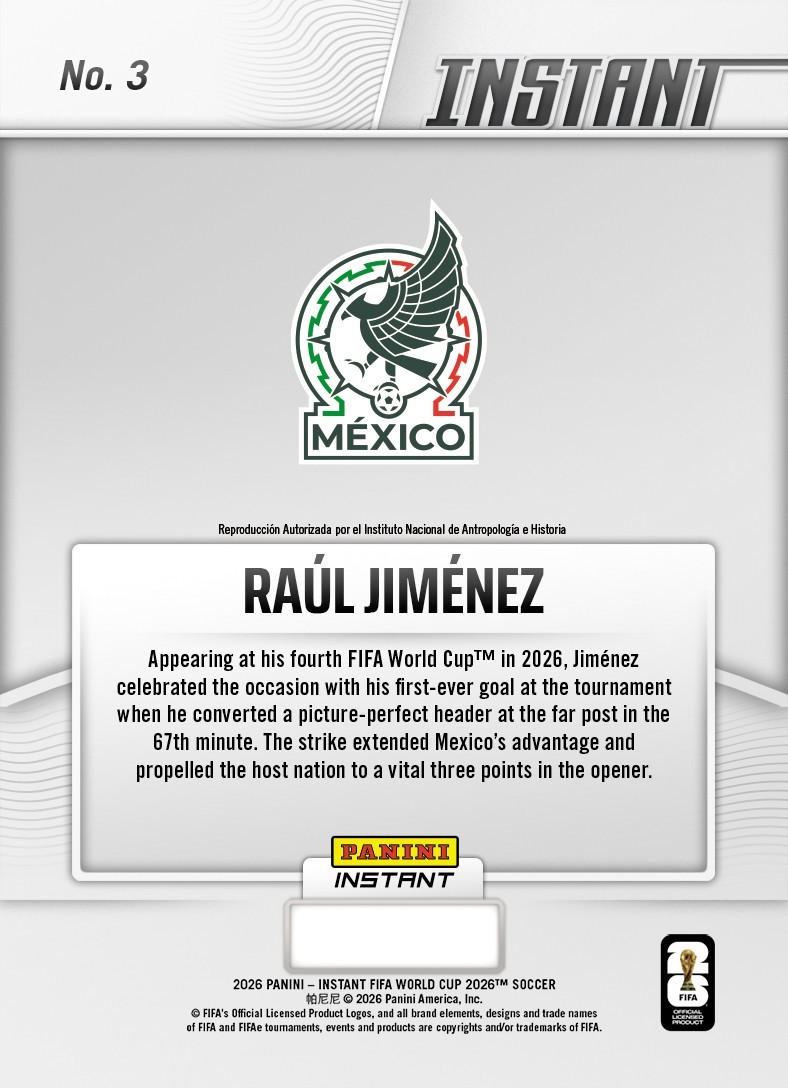 2026 Panini Instant FIFA World Cup #3 Raul Jimenez Mexico PRESALE