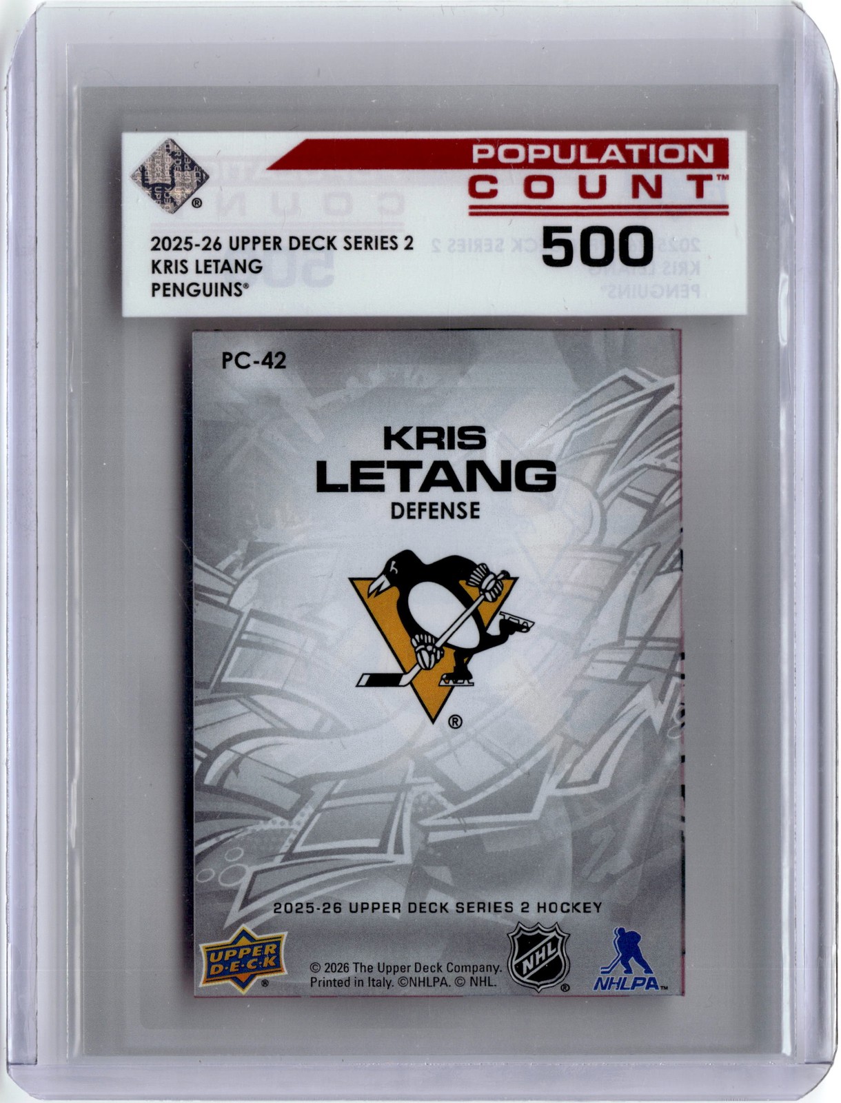 2025-26 Upper Deck #PC-42 Kris Letang Population Count 500