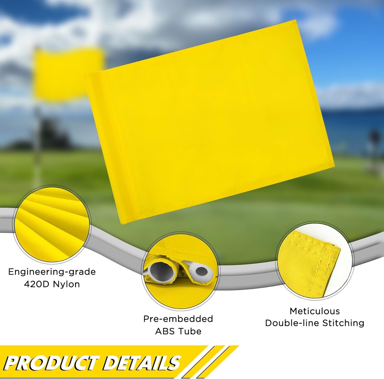 Lightweight 420D Nylon Golf Flag with Sleeve – 20″L x 14″H for Easy Setup