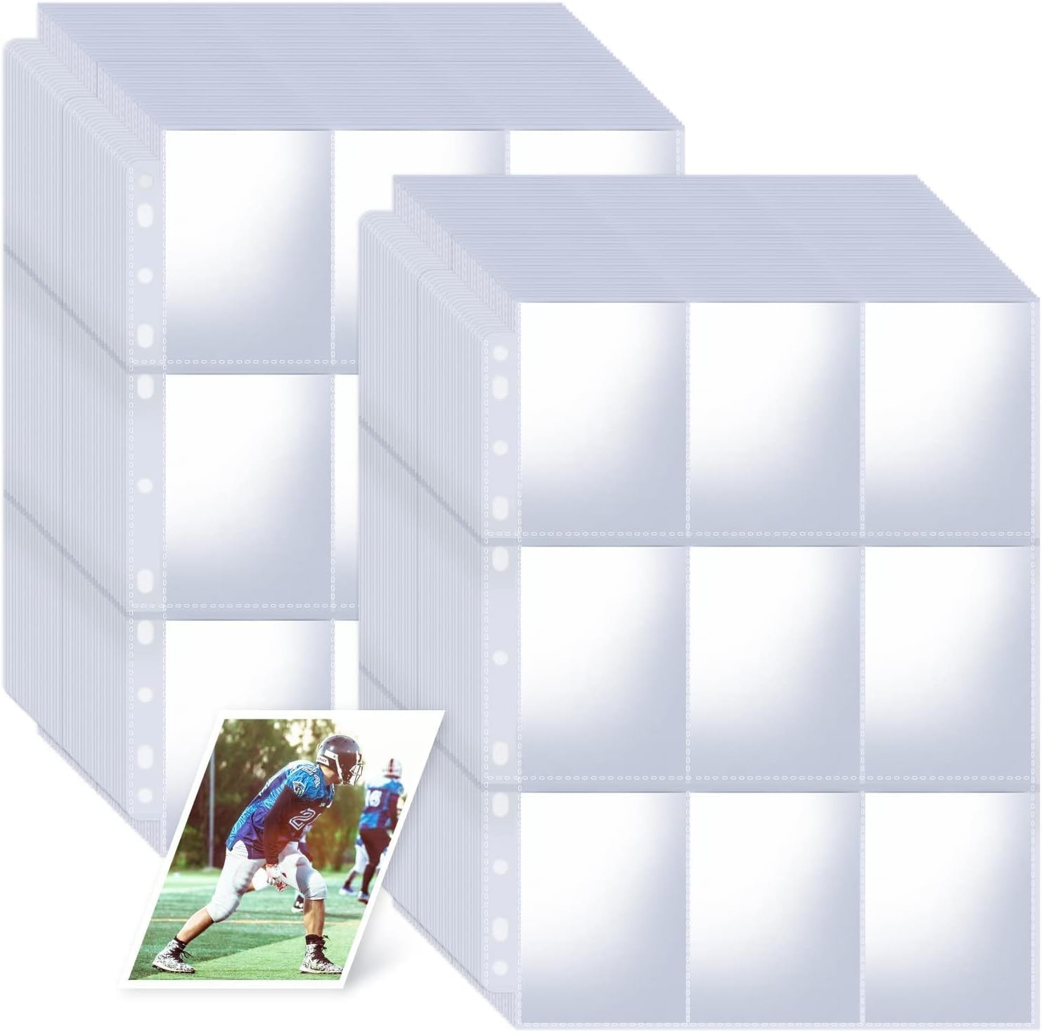 1800 Pockets Card Sleeves Binder Sheets, Double-Sided 100 PCS, Transparent
