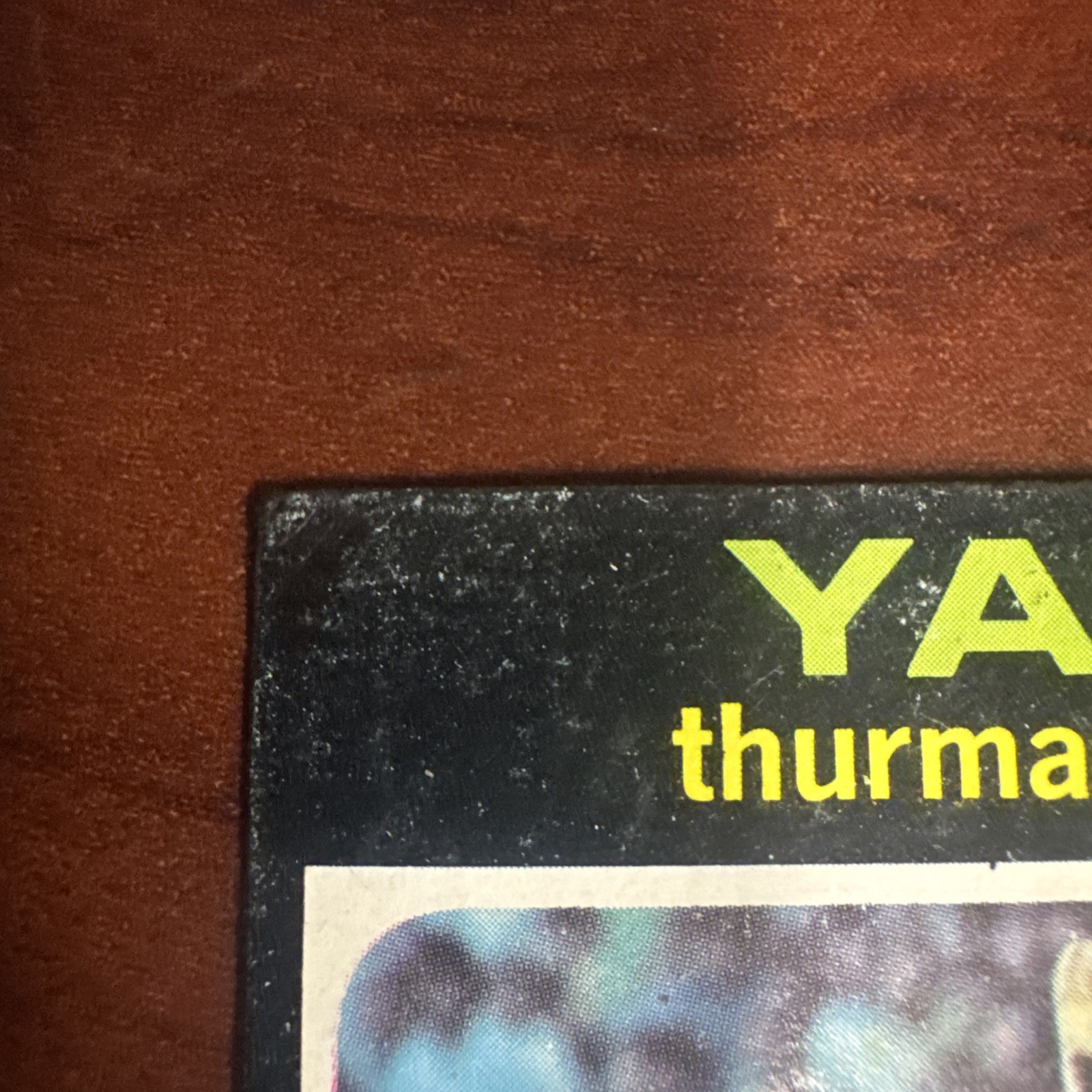 1971 Topps – Thurman Munson #5-crease&wear on corner,black ink on corner.
