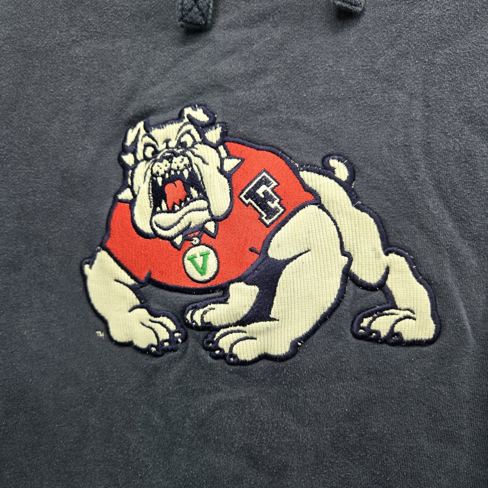 VINTAGE Fresno State Bulldogs Men Hoodie M Navy Blue Embroidered Nike Y2K