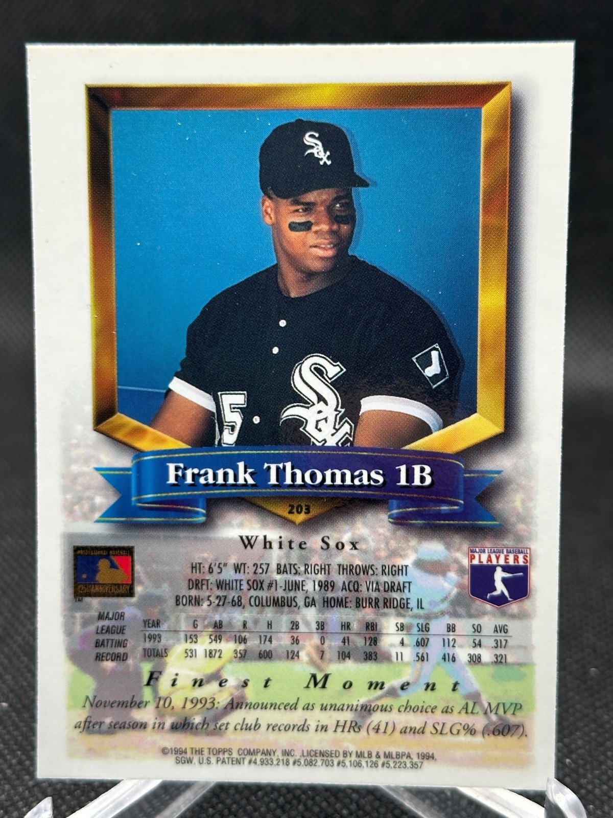 🔥1994 Topps Finest Base Frank Thomas #203 CHICAGO WHITE SOX HOF! SHARP!