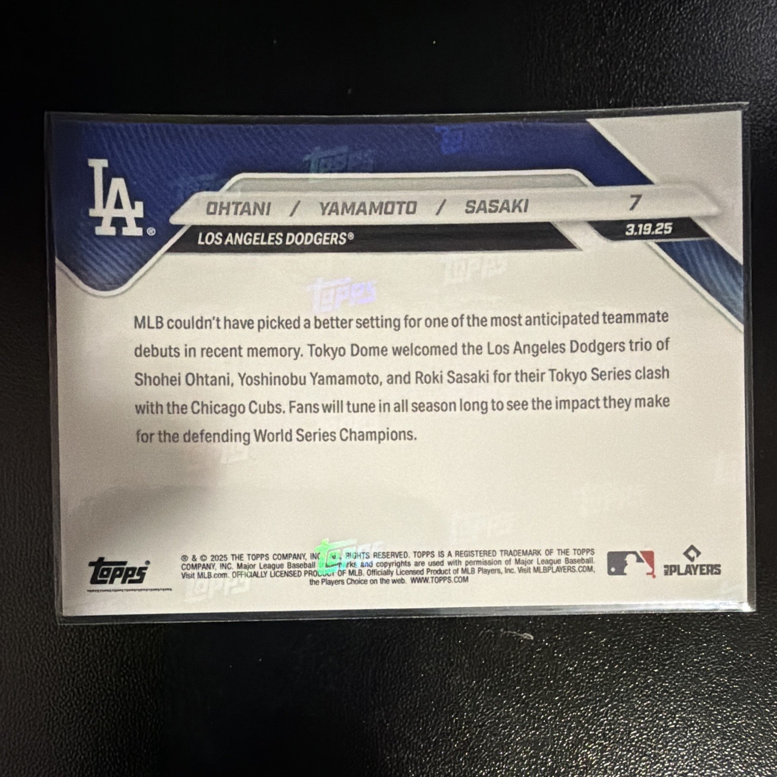 Topps 2025 Topps Now Tokyo Series #7 Ohtani Yamamoto Sasaki Dodgers /99226