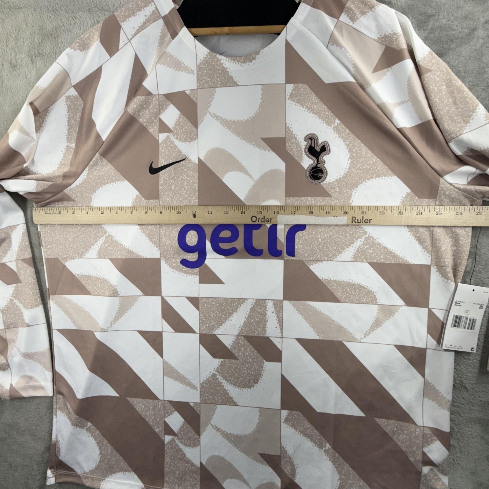 Tottenham Hotspur Jersey Mens 3XL Beige Soccer Nike Dri Fit Getir Long Sleeve
