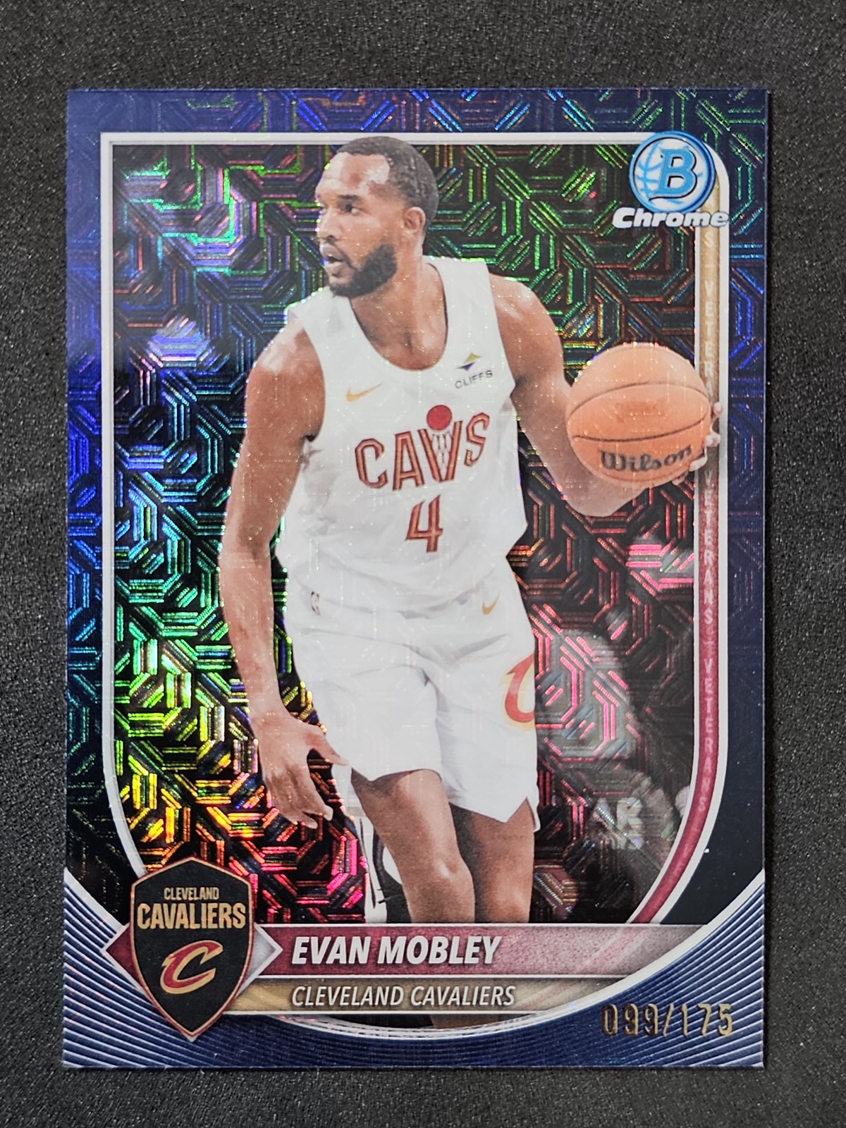 2025-26 Bowman #BCV-93 Evan Mobley Chrome Navy Mojo Refractor #/175