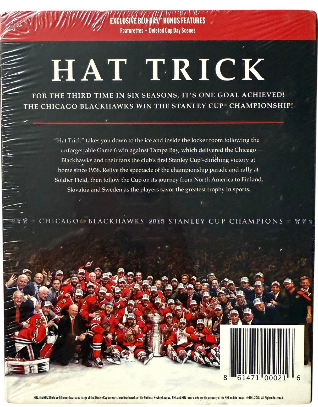 2015 Chicago Blackhawks NHL Hat Trick Blu-ray Disc 3rd Stanley Cup in 6 Years