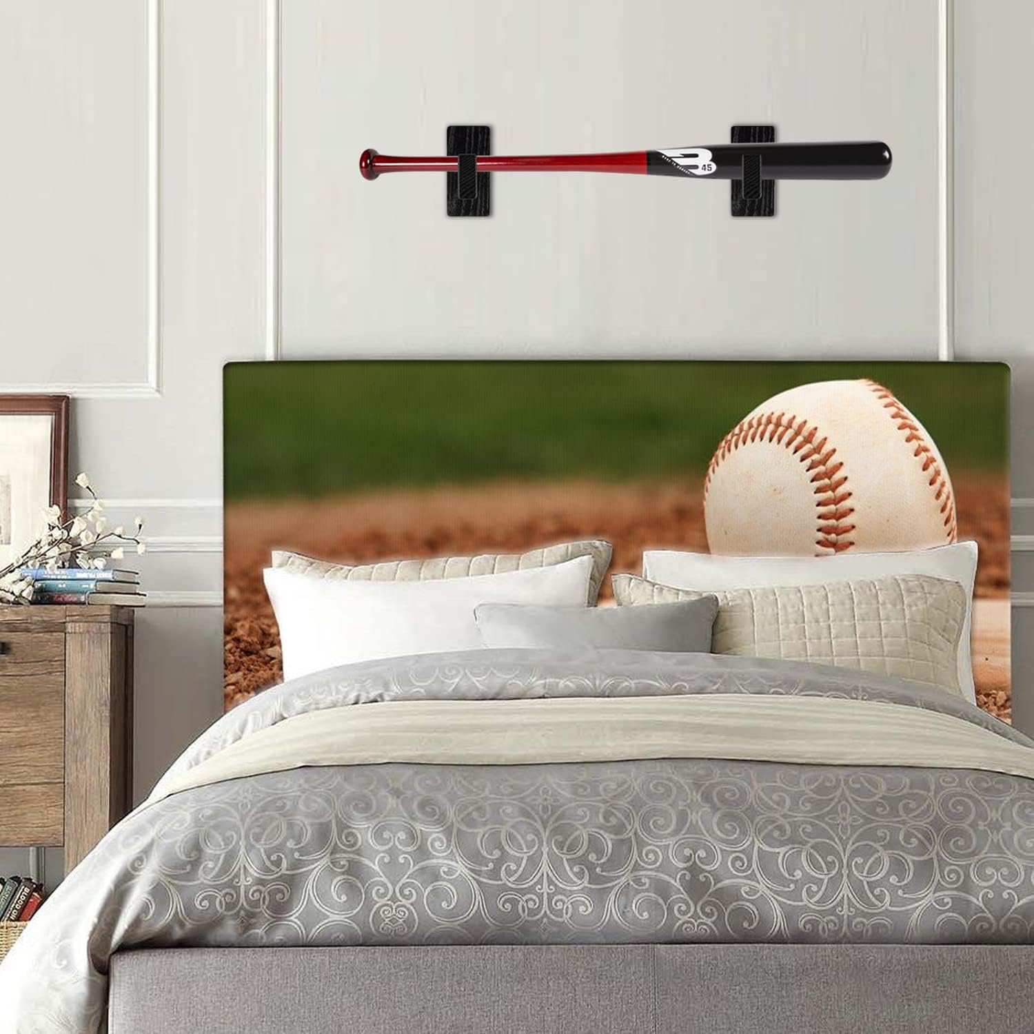 Solid Wood Baseball Bat Display Case – Horizontal Rack, Sturdy Stand, Softball H