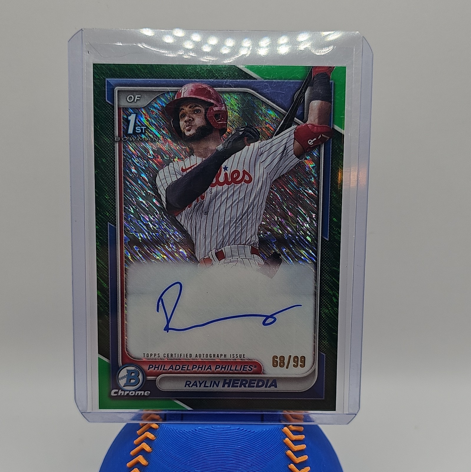 Topps 2024 Bowman Raylin Heredia Phillies CPA-RH Green Auto 68/99 RC Insert