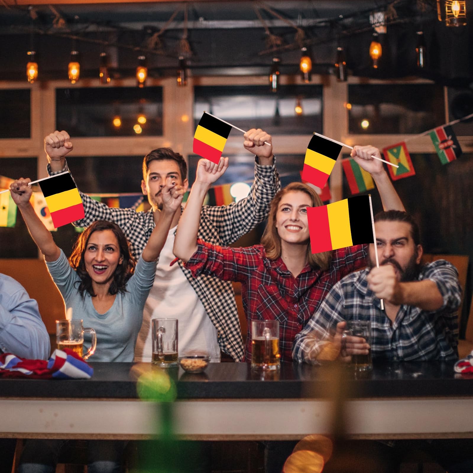 AhfuLife 30 Pcs Belgium Hand Held Flags for World 5×8 Inch-30 Pcs,