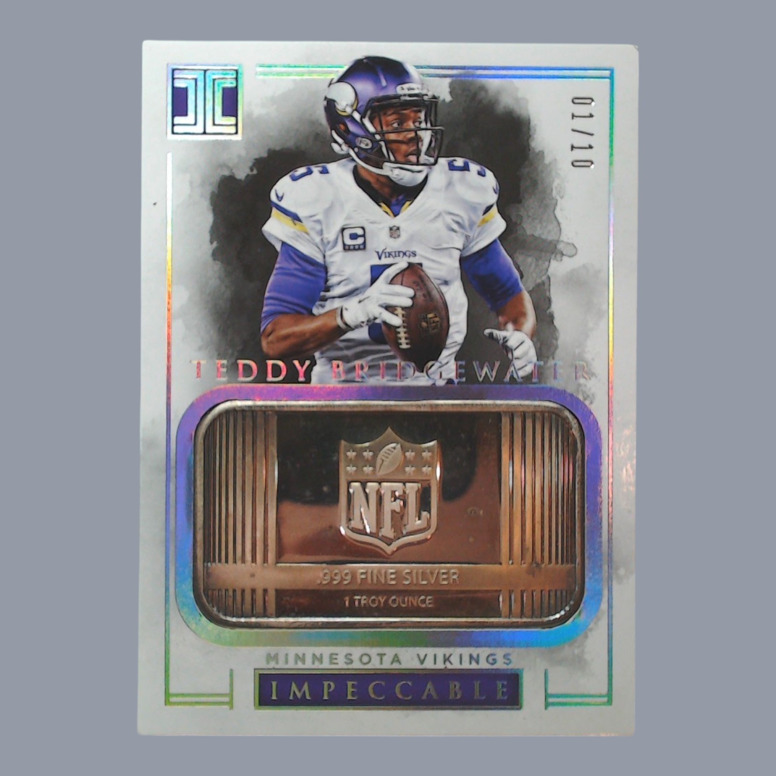 Teddy Bridgewater 2016 Impeccable Silver NFL Logo 1 oz Silver 01/10