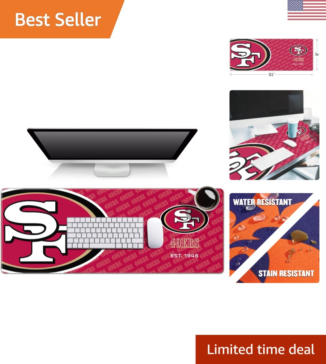 San Francisco 49ers NFL Logo Series Deskpad, 31.5″ x 12”