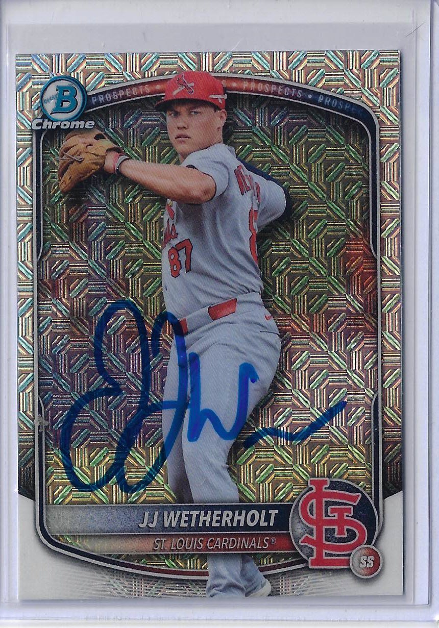 JJ Wetherholt Autographed 2025 Bowman Draft Refractor BDC145