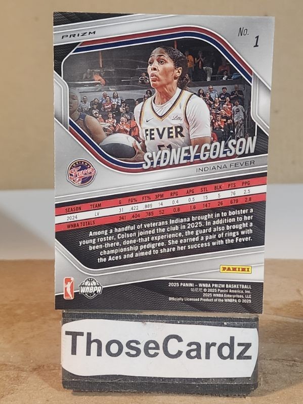 2025 Panini Prizm WNBA Blue Velocity Prizms #1 Sydney Colson