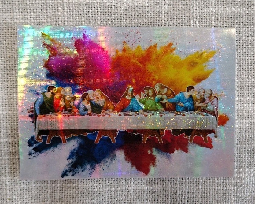 Last Supper Custom Collectible Card Cracked Ice color burst Jesus And Disciples