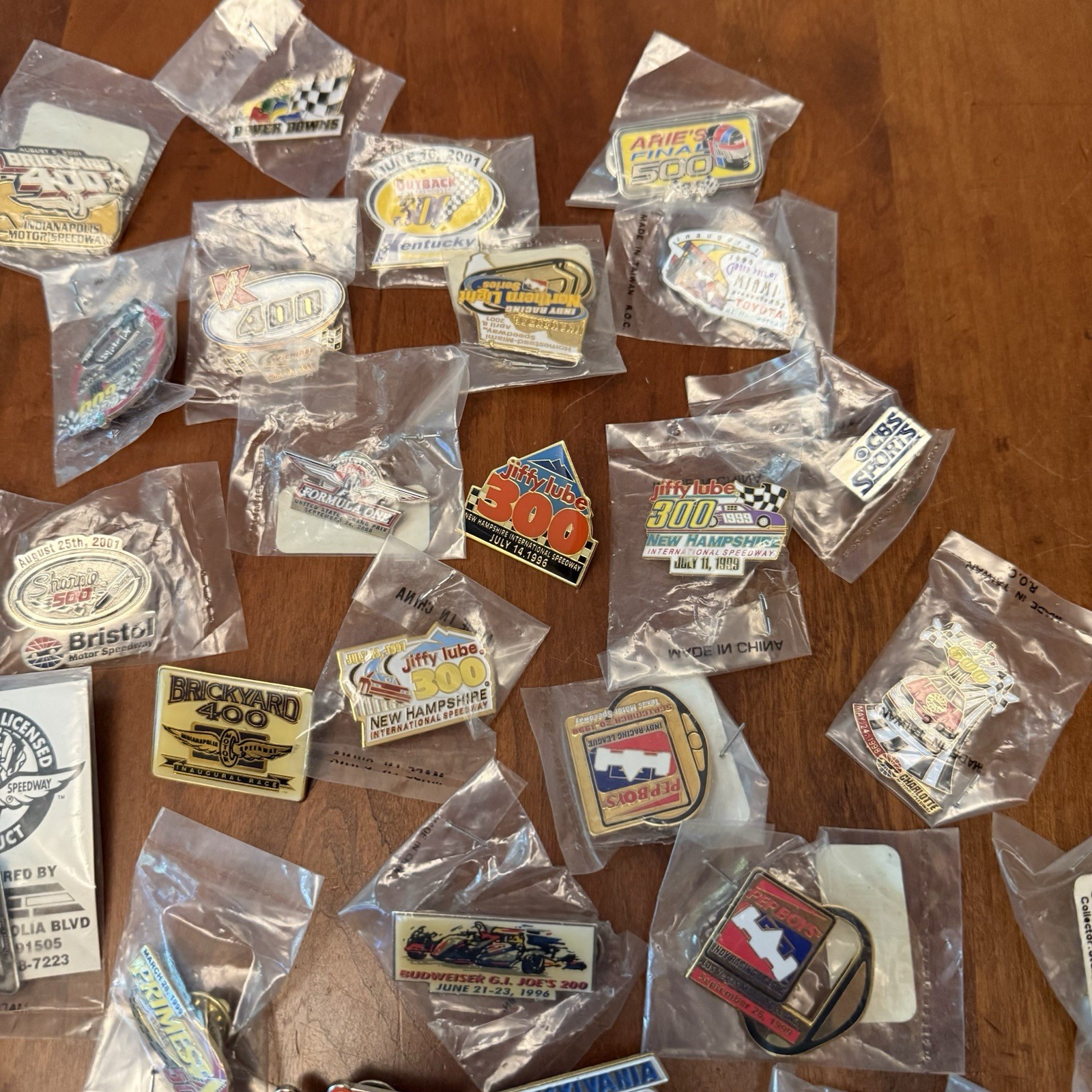 Lot of 200+ Vintage NASCAR Pins Daytona Indy Racing Race Car Bulk Lot Enamel