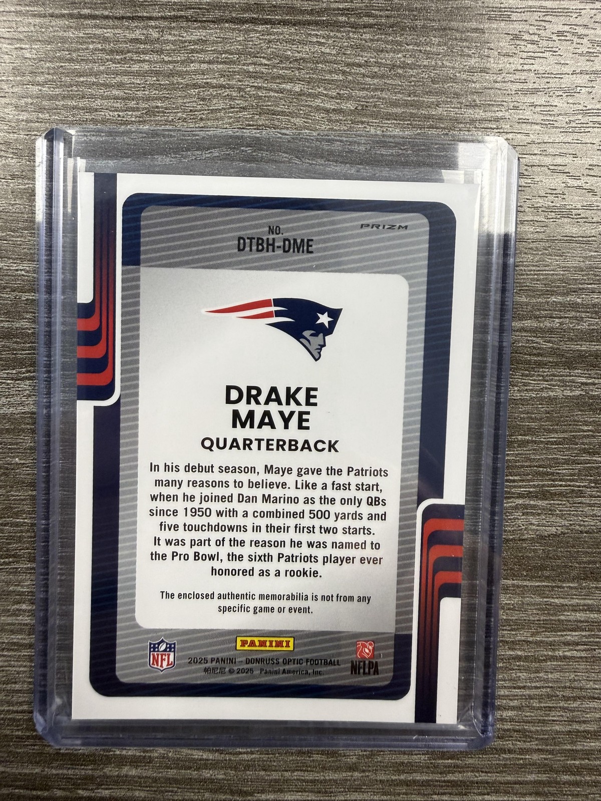 2025 Donruss Optic #DTBH-DME Drake Maye Donruss Threads Neon Blue