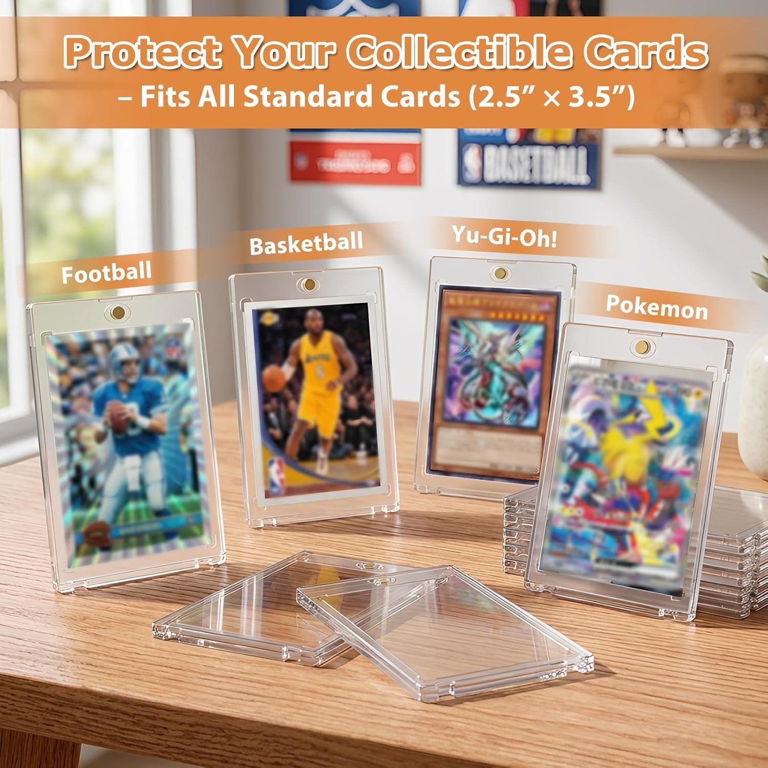 30 PCS Magnetic Trading Sports Card Holders 75pt One-Touch Hard UV Protection