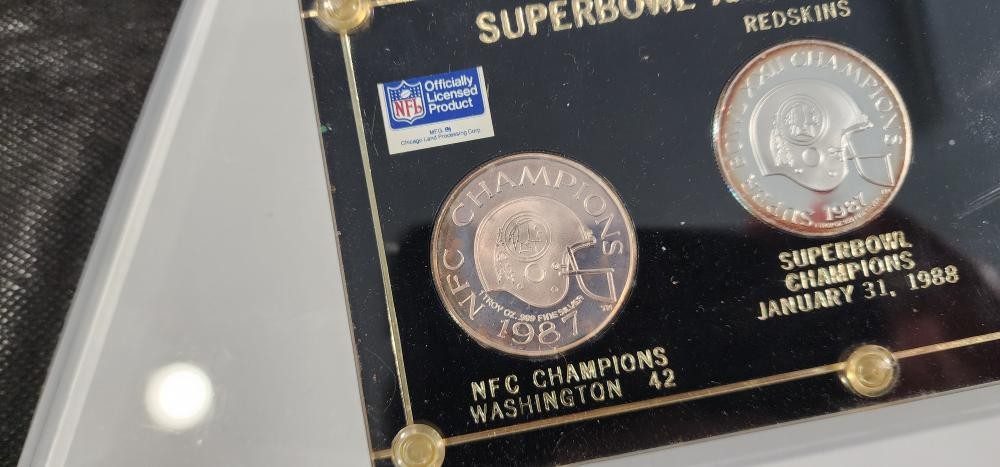 Super Bowl XXII Silver 3 Coin Set 1oz .999 NFL Redskins Broncos Disp (NJL029839)