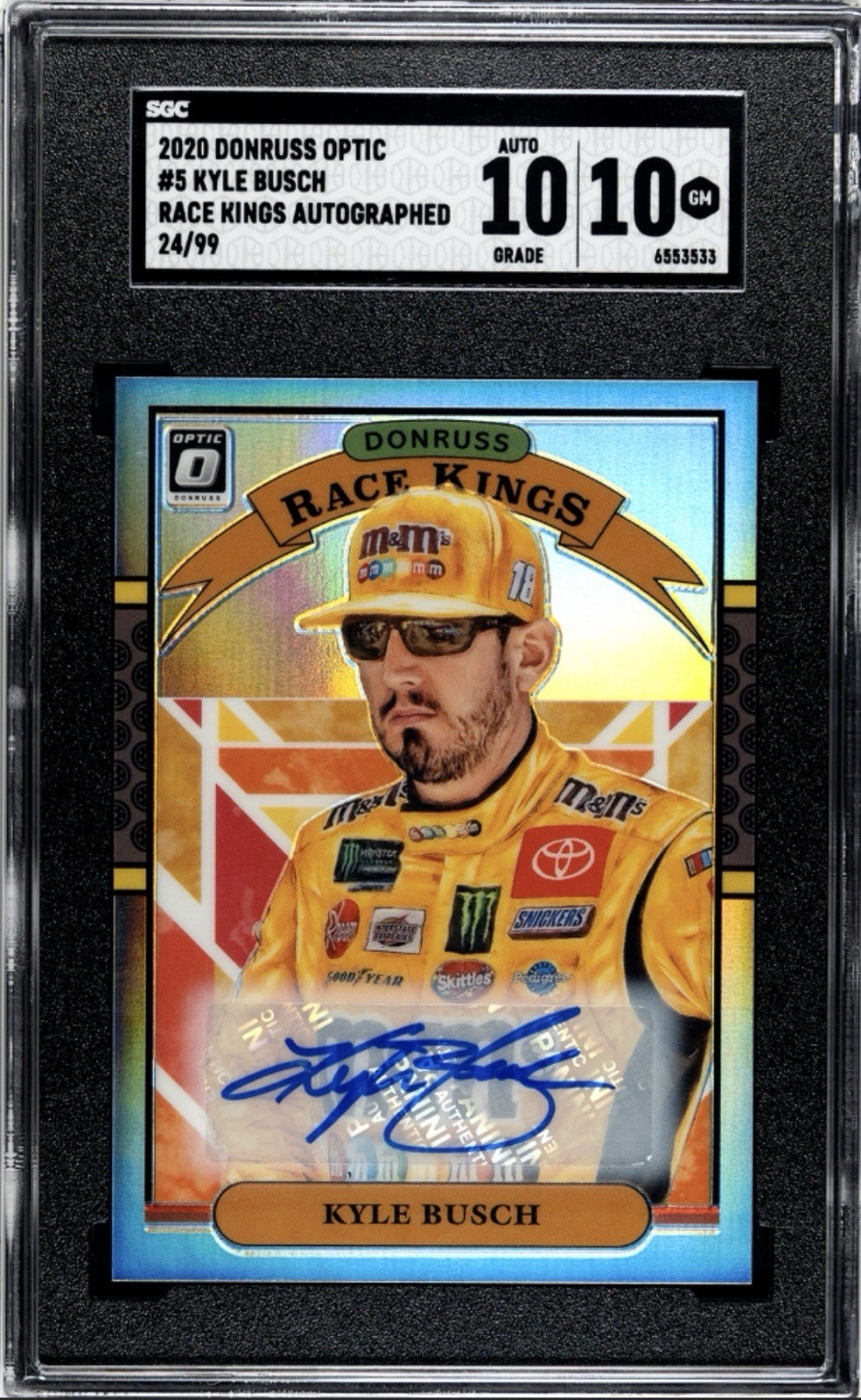 2020 Donruss Racing NASCAR Optic Race Kings #5 Kyle Busch Auto 24/99 SGC 10/10