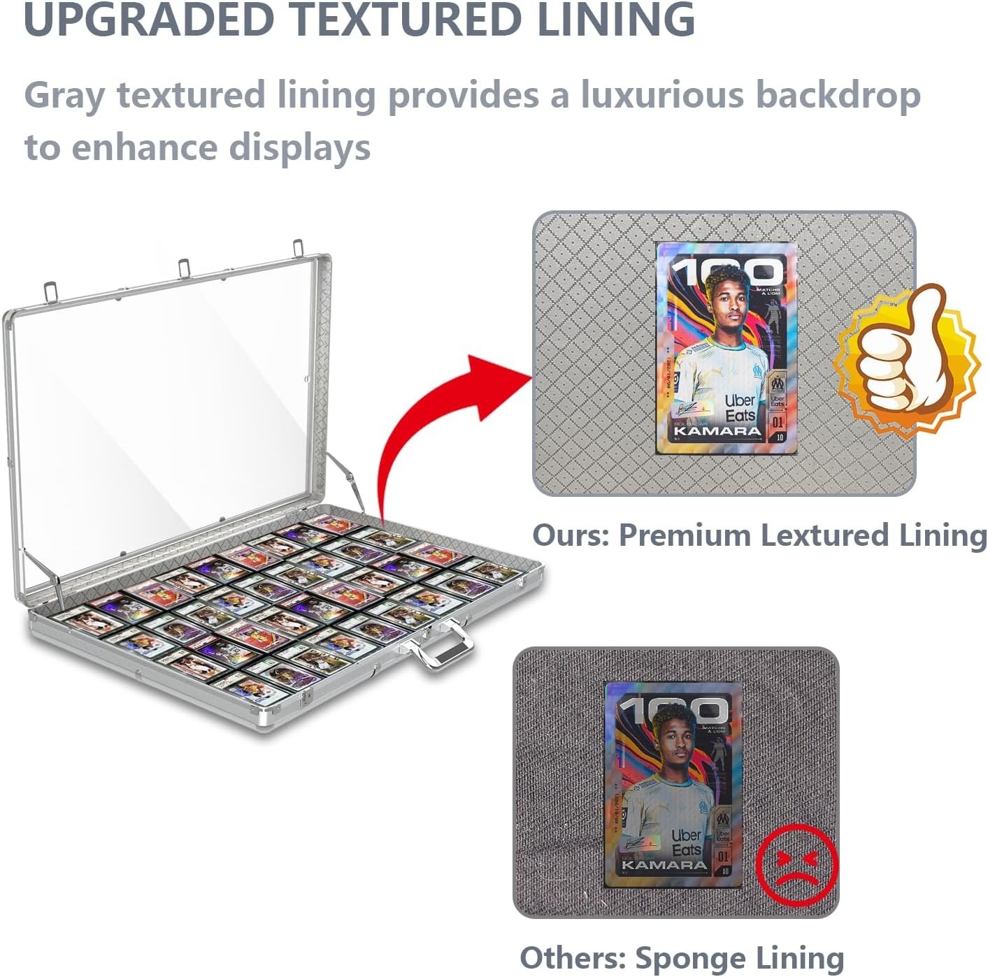 Card Display Case Large Aluminum 34″ L x 22″ W, Lockable Trading Card Case with
