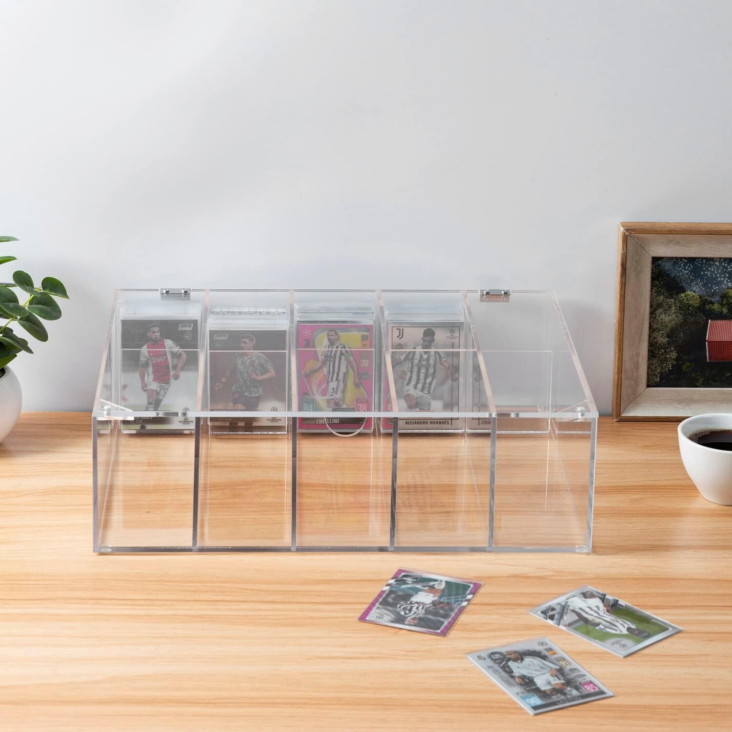 Clear Acrylic Trading Cards Storage Box, Sports Card Protective Case with Lid