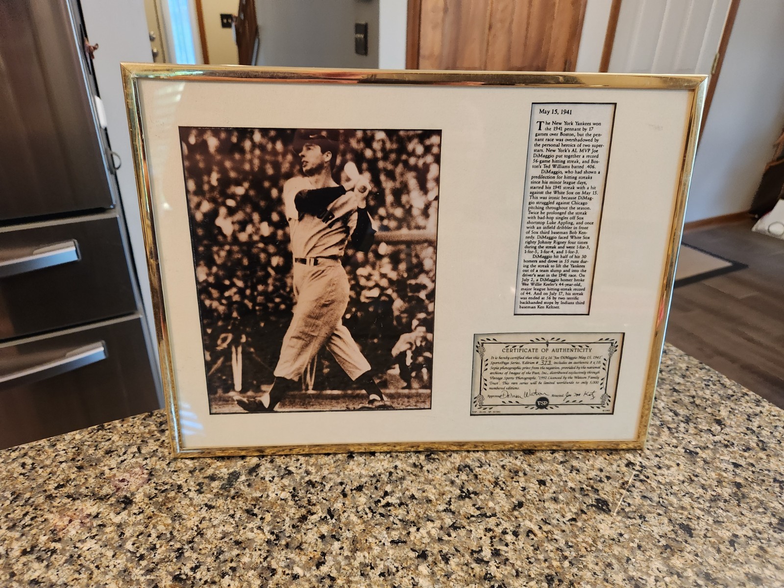 RARE ORIGINAL PRINT of Joe DiMaggio # 373 / 5000 signed by Delmar Watson w/COA