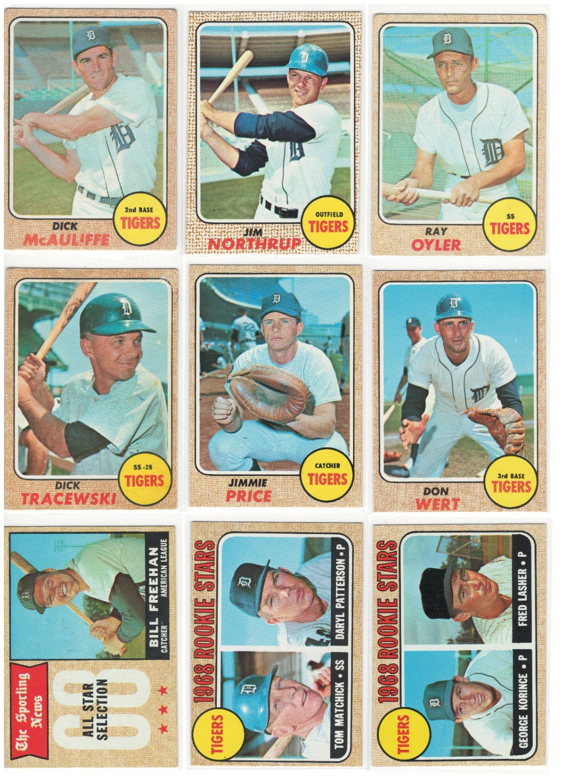 1968 Topps Detroit Tigers Partial Team Set (18 diff.) Al Kaline Denny McLain +16