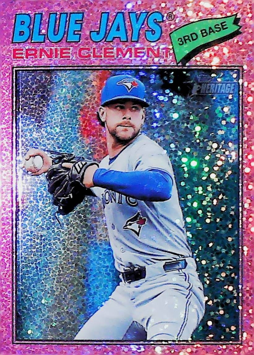 2026 TOPPS HERITAGE PINK CHROME SPARKLE REFRACTOR #21 ERNIE CLEMENT BLUE JAYS