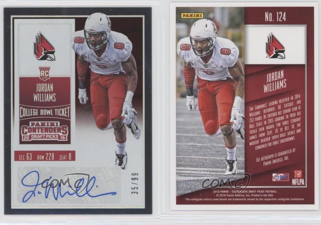 2016 Contenders Draft Picks 35/99 Jordan Williams-Lambert Rookie Auto RC 0c2