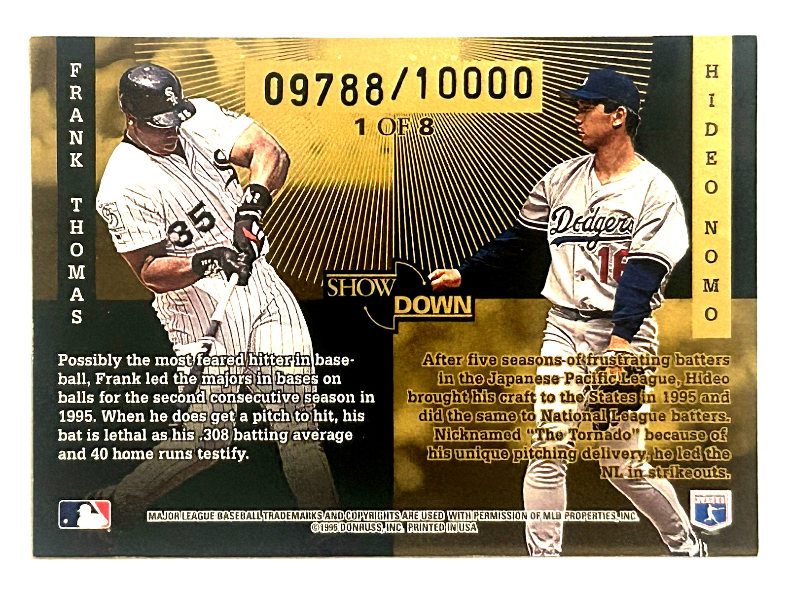 1996 Donruss Showdown #1 Frank Thomas Hideo Nomo 9788/10,000- NM-MT