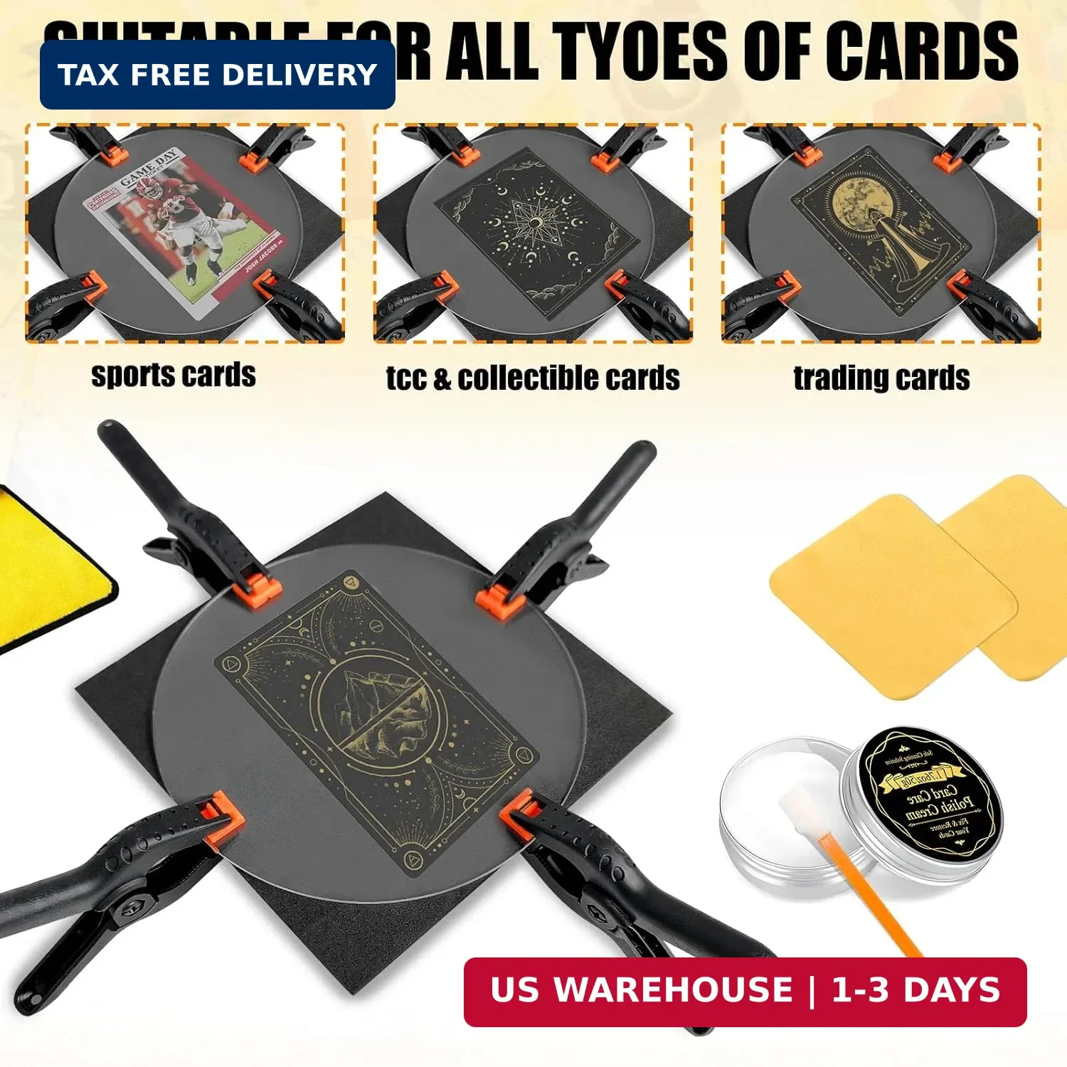 272 Pcs Card Care Clean Kit,Trading Card Cleaning Kit with Fixing Jig and EVA Sh