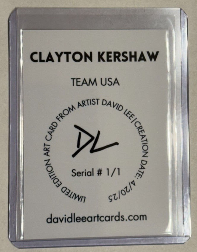 Clayton Kershaw Limited Platinum Plated Artist Signed Team USA Trading Card 1/1