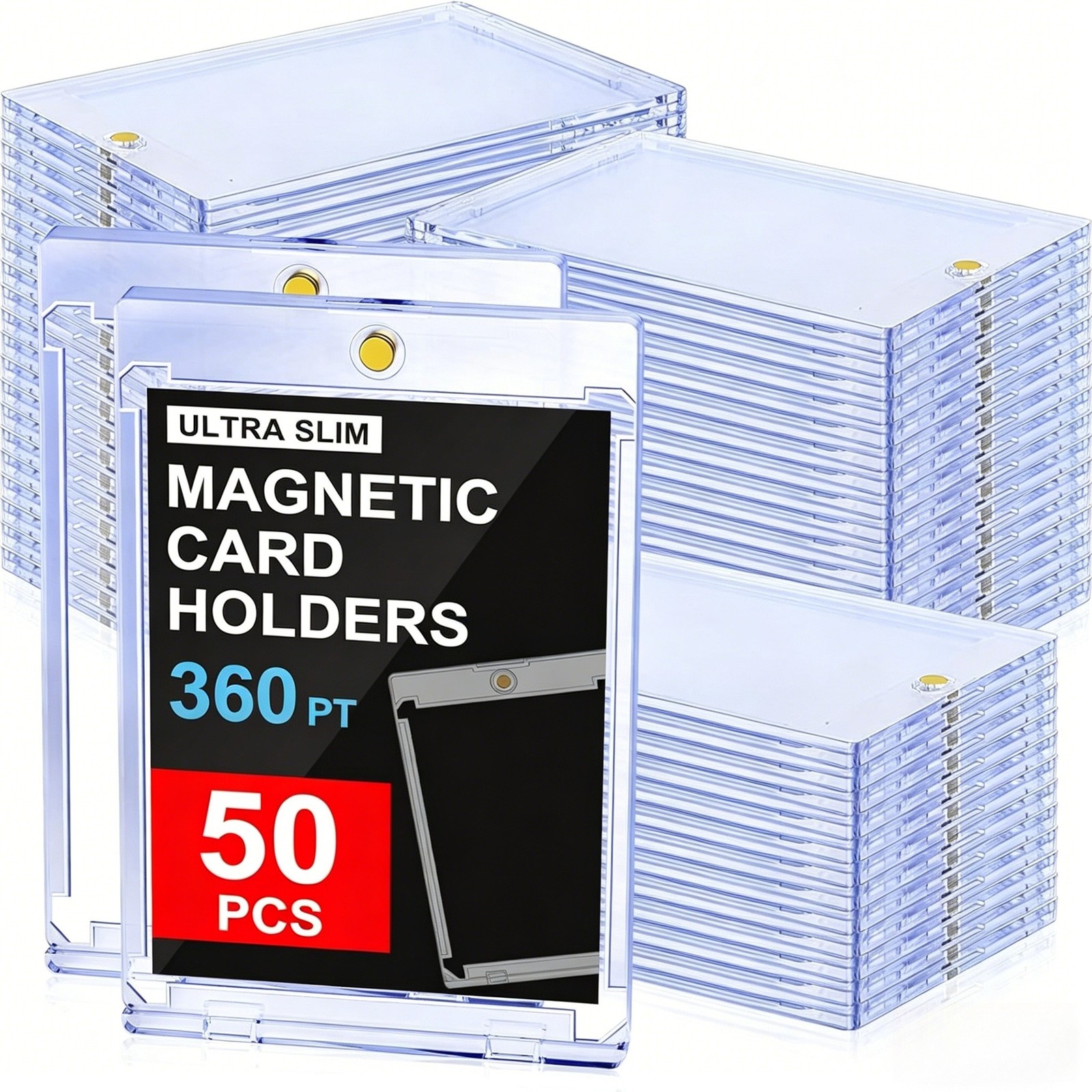 50PCS 360PT Magnetic Card Holder for Trading Cards,UV Protection, Clear Display