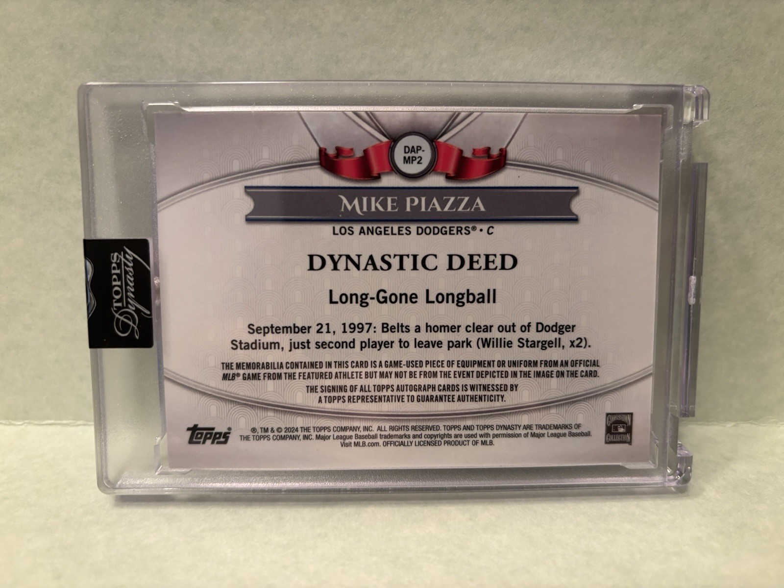 2024 Topps Dynasty Mike Piazza Dodgers Silver Autograph Game Used Patch “Z” 5/5