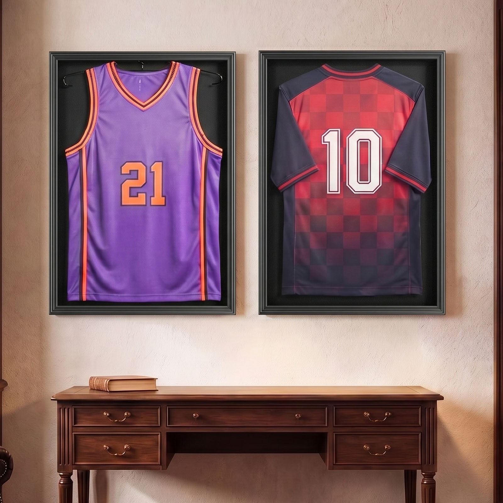 VEVOR Jersey Frame Display Case 31.3×23.2in Wood Sport Jersey Shadow Box 2 Pack