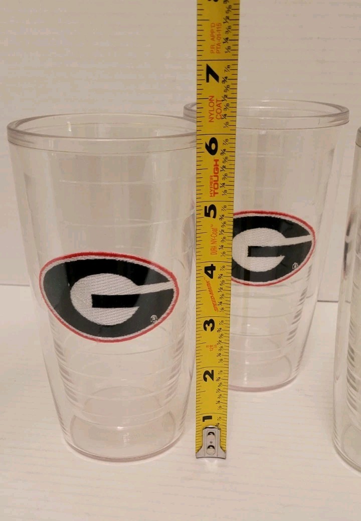Set of 4 University of Georgia Bulldogs UGA Insulated 16oz Tervis Tumbler Cups