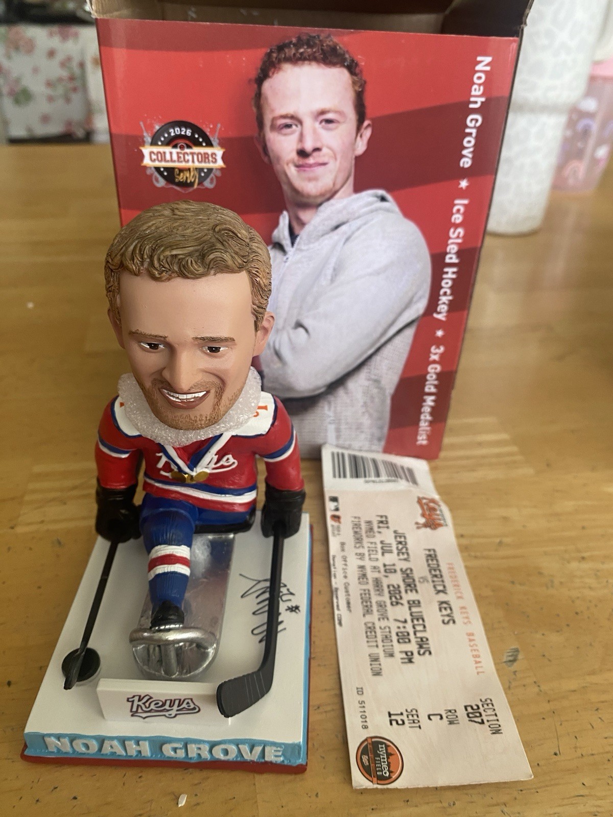 Frederick Keys Noah Grove SGA Bobblehead Ice sled Hockey gold – AUTOGRAPHED