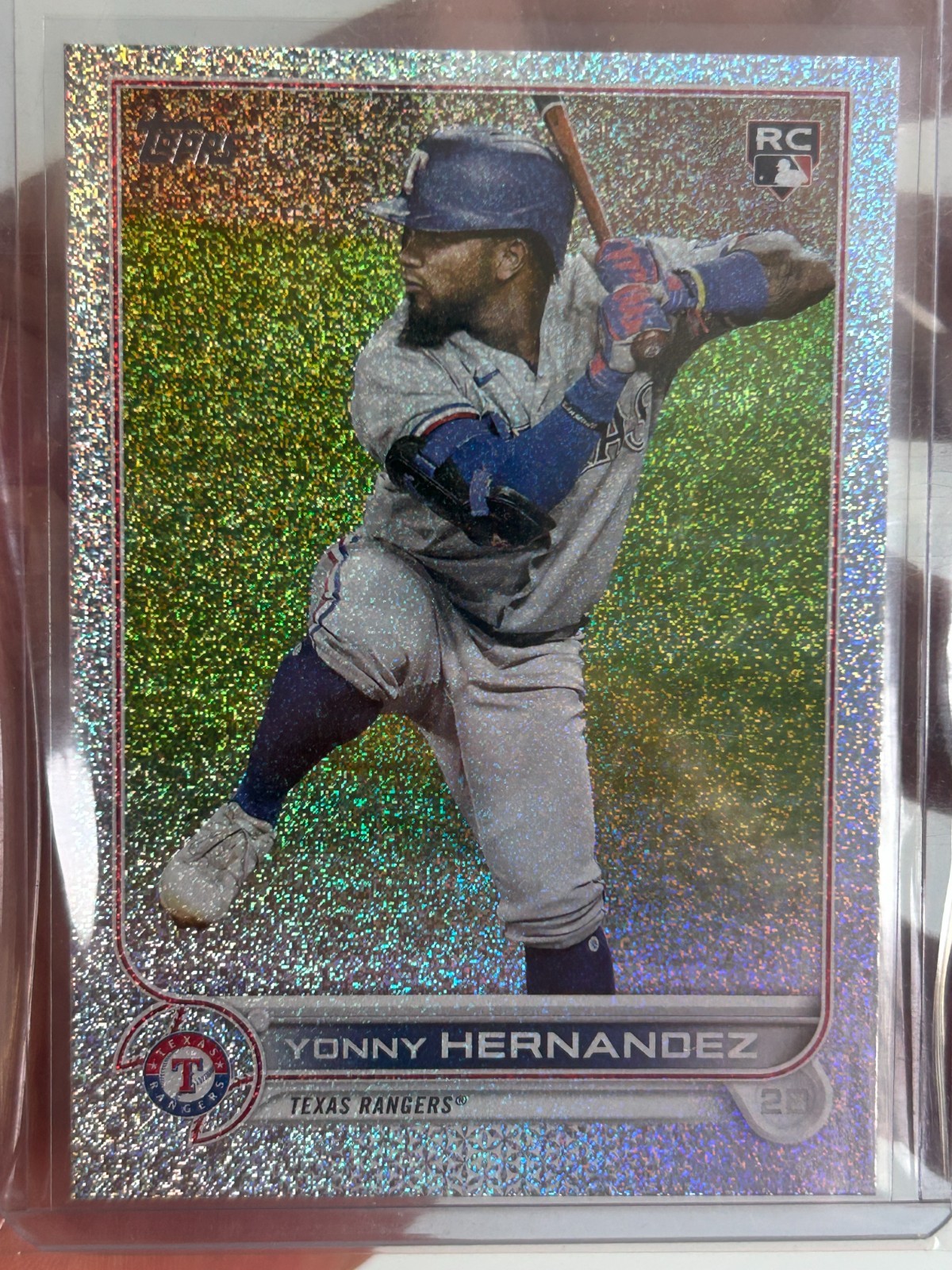 2022 Topps Baseball #363 Yonny Hernandez 1/1 Platinum Sparkle Foilfractor Ranger