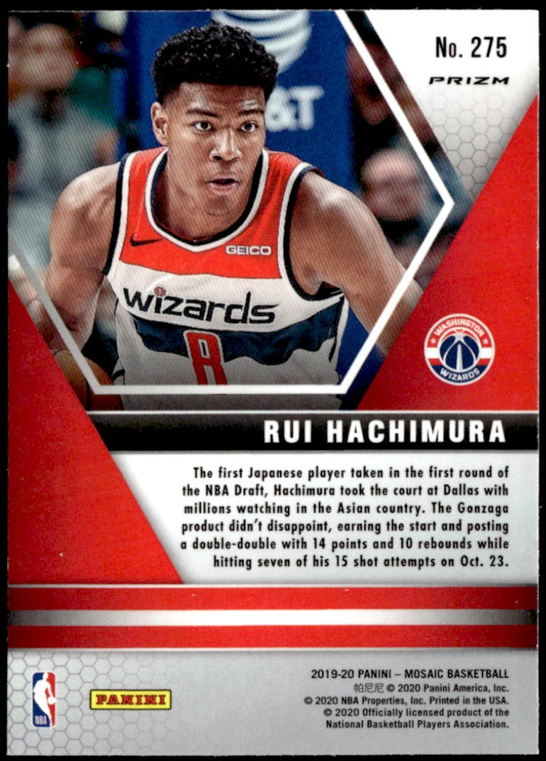 2019-20 Panini Mosaic #275 Rui Hachimura Reactive Blue Rookie E1