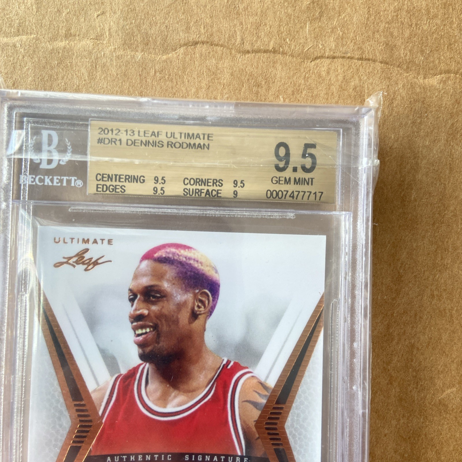 2012-13 Leaf Ultimate Dennis Rodman On-Card Auto #BA-DR1 Beckett 9.5