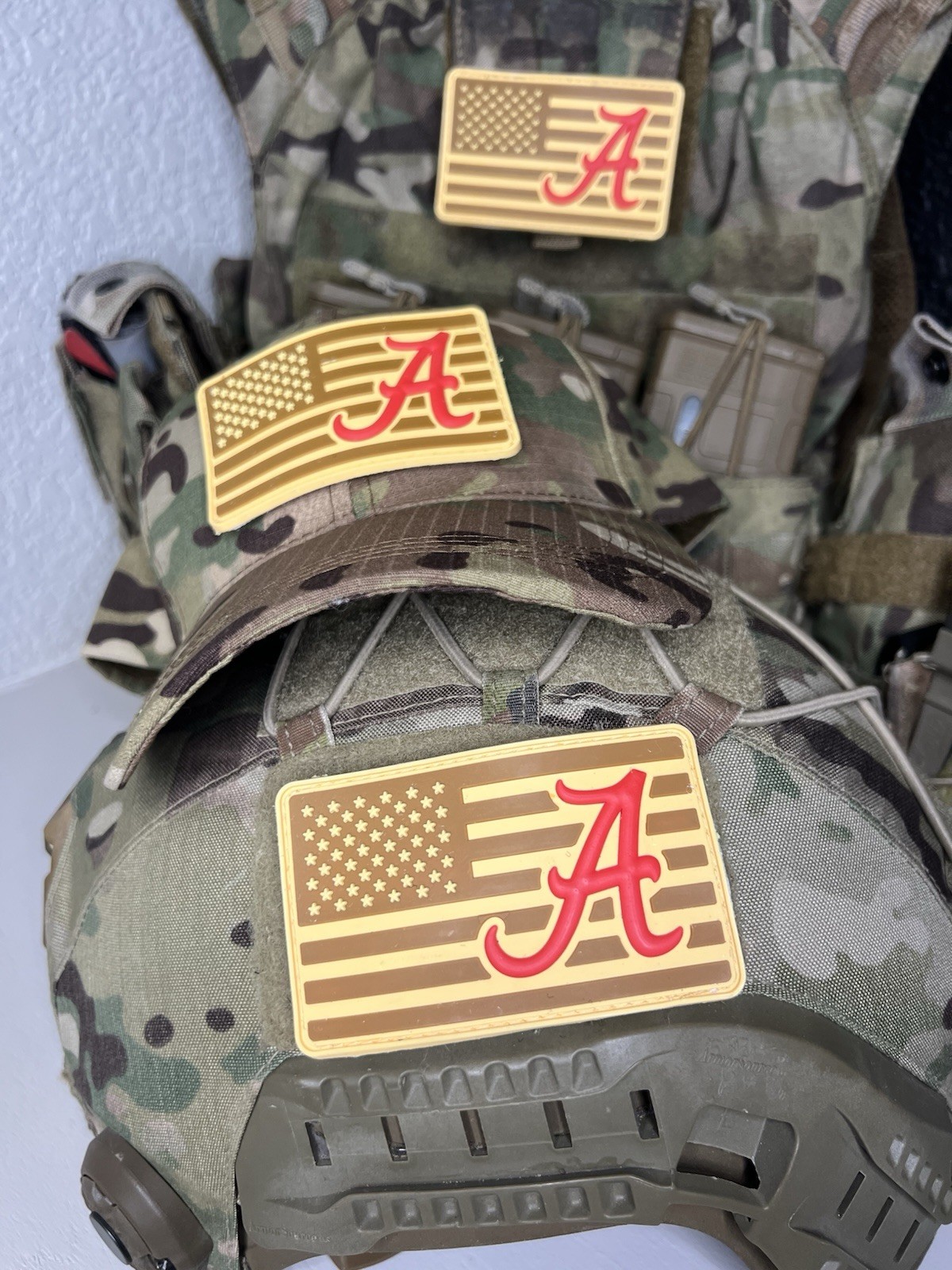 Military American Flag Alabama Crimson Tide Collage football PVC Patch Vlcr
