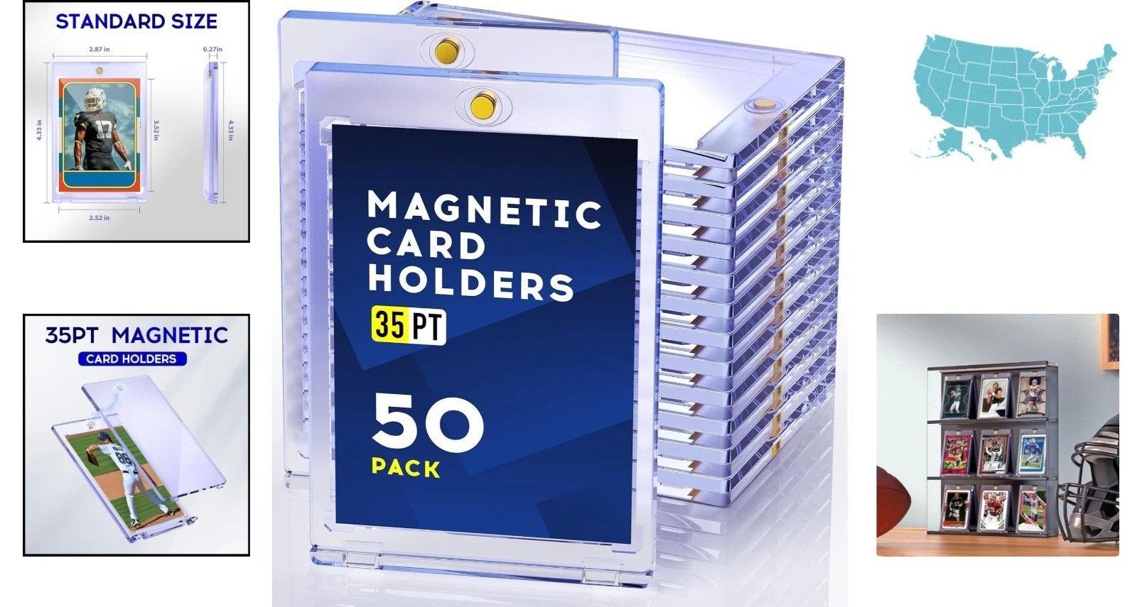 Durable Magnetic Card Holders – 50ct UV Protectors for Trading Card Display